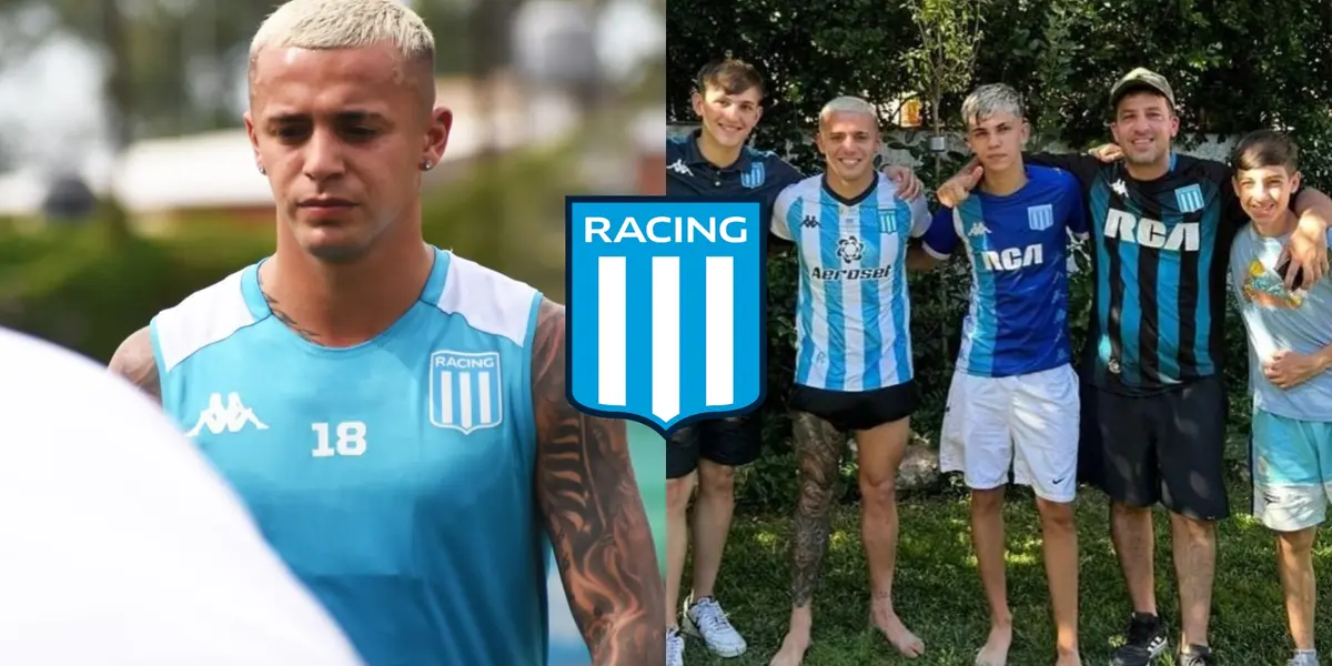 El jugador fue presentado con un tierno video de él con varias camisetas de Racing