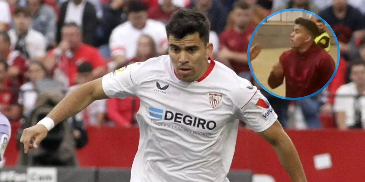 Tras el empate en el clásico ante el Betis, el lateral argentino se cruzó con un hincha del club.